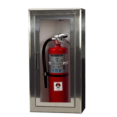 semi recessed stainless steel fire extinguisher cabinet|surface mount 10lb extinguisher cabinet.